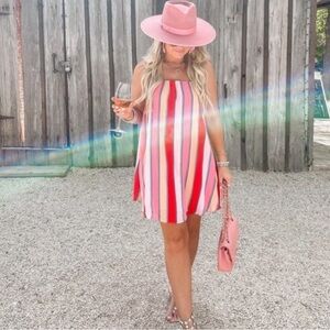 BuddyLove Sandra Swing Mini Dress - Fruit Stripe